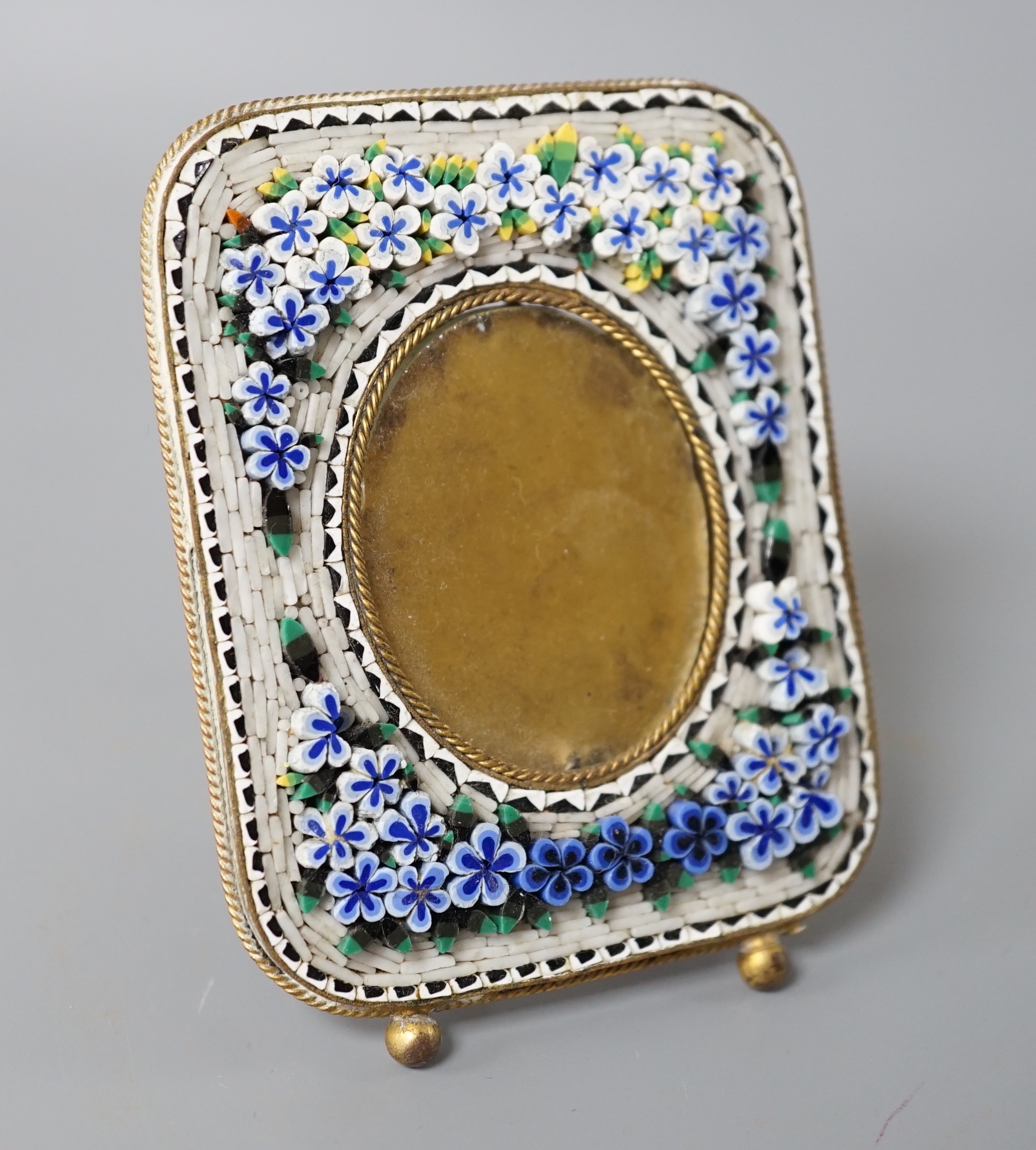 A 19th century Italian micromosaic easel photo frame - 9cm high